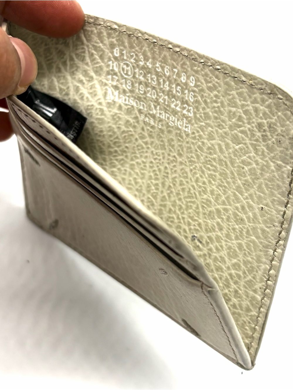Maison Margiela Paris Cream Leather Card Cash Holder Pocket Men Wallet Case - Picture 3 of 4
